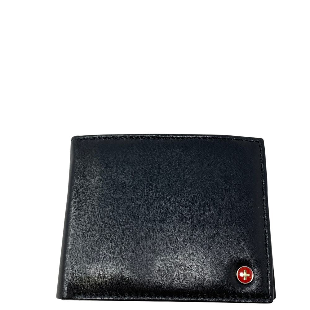 Alpine Swiss SW-135 Genuine Leather Bifold Wallet Black Men's New